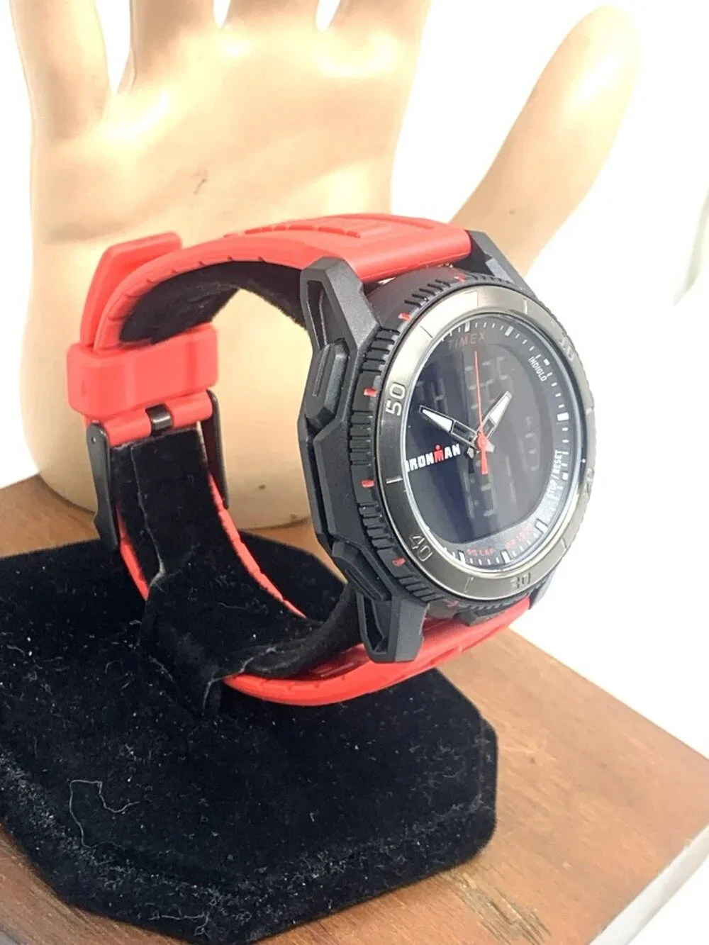 Timex Men's Watch TW5M55000 Ironman Quartz Sport Red Black Rubber Band 46mm